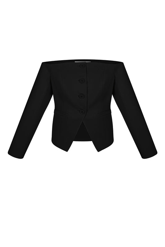 Off shoulder blazer top - Groen