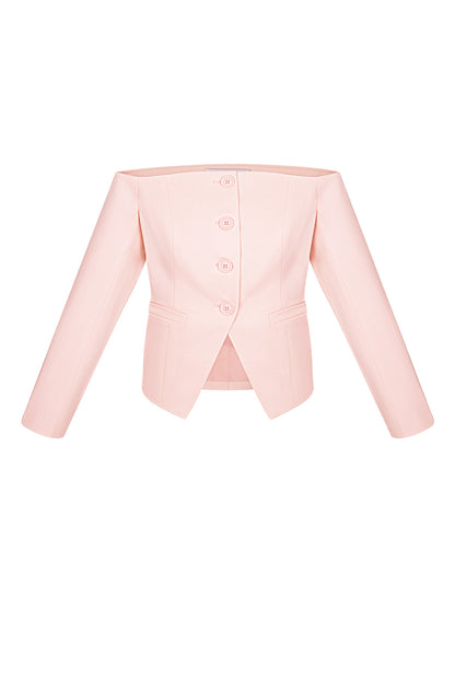 Off shoulder blazer top - Groen