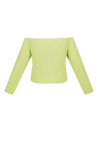 Off shoulder blazer top - Groen
