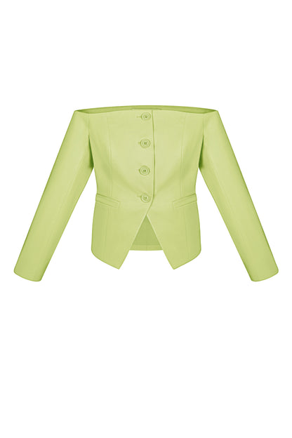 Off shoulder blazer top - Groen