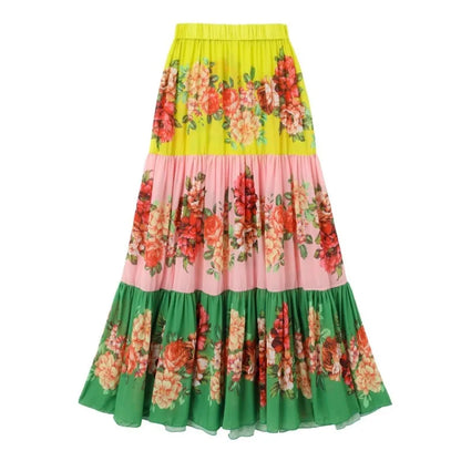 One Piece Bathing Suit for Women with Bikini Maxi Wrap Skirt 2Pcs Floral Print Swimsuit High Waist Tummy Control Beach Suits