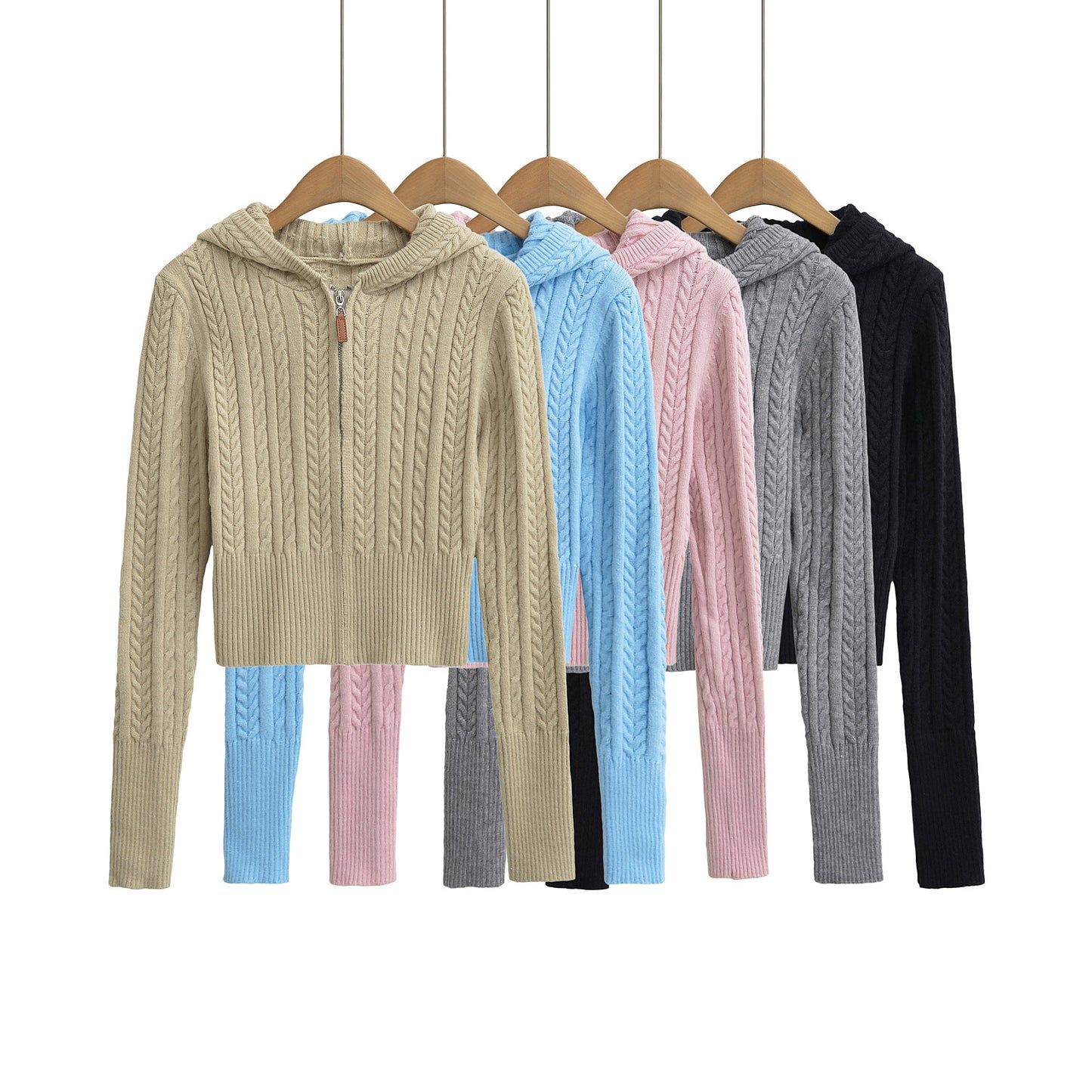 Vest met capuchon en lange mouwen en ritssluiting