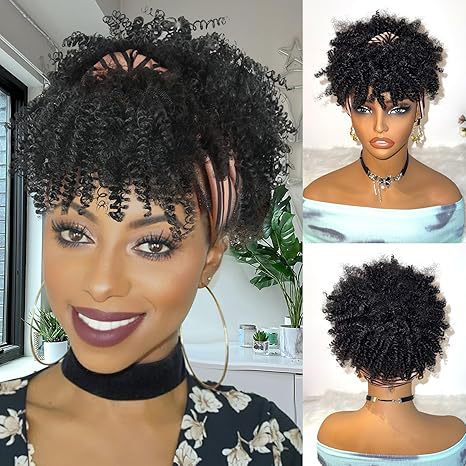 Women's Curly Headband Wig with Bangs