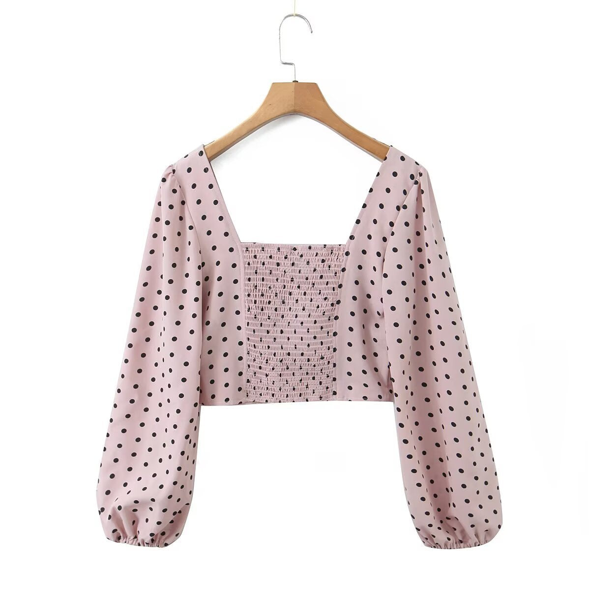 Spicy Girl Bubble Sleeve Square Neck Fishbone Top