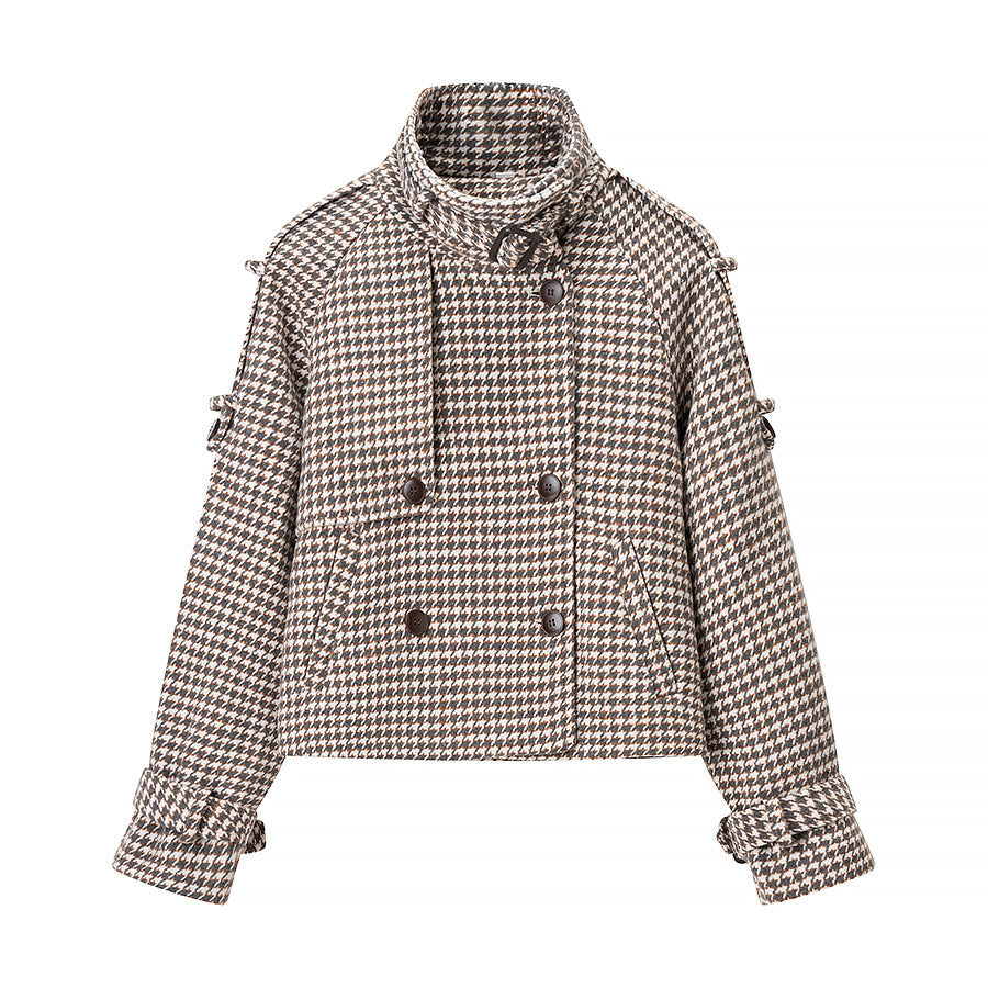 Double-breasted plaid coat