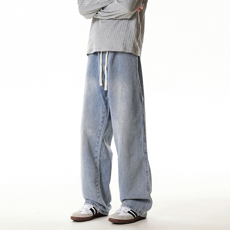 Vintage gewassen herenjeans met rechte pijpen