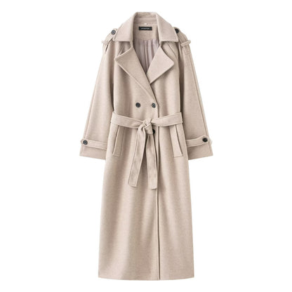 Womens Woolen Double Breasted Coat