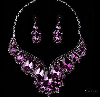 Exaggerated Necklace Alloy Full Diamond Necklace Earring Set Exquisite Zircon Stage Bride Wedding Dress Accessories