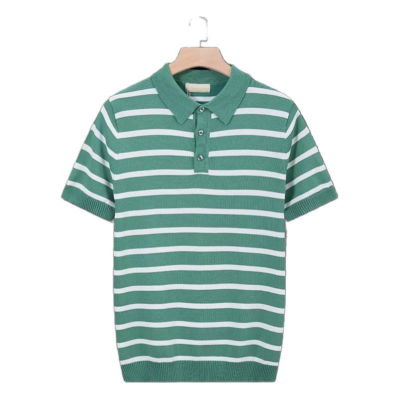 Summer ice silk breathable knitted men's T-shirt