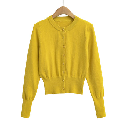 Vest met ronde hals knopen en lange mouwen