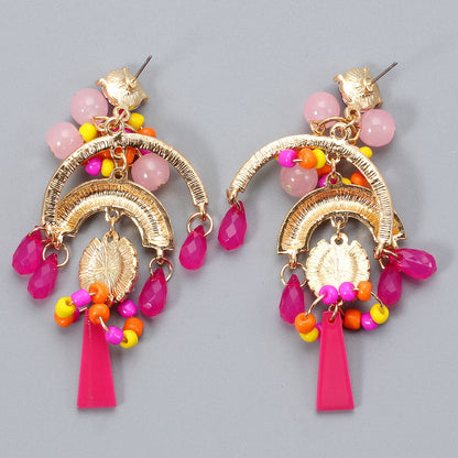 Juran Bohemian Beaded Big Tassel Dangle Earrings for Women Vintage Statement Drop Earrings Boho Handmade Jewelry Trend