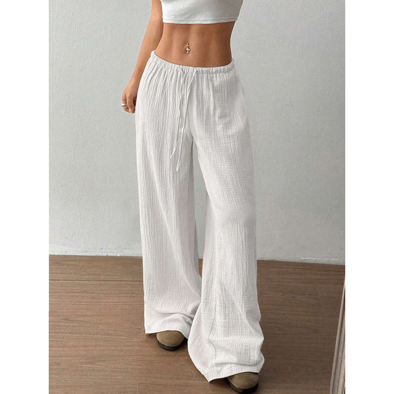 High Waist Wide Leg Cotton Trousers