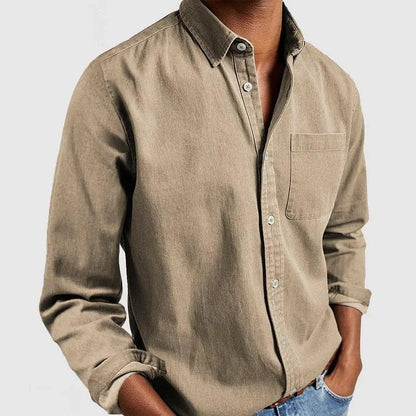 Men's Solid Color Long Sleeve Lapel Casual Shirt