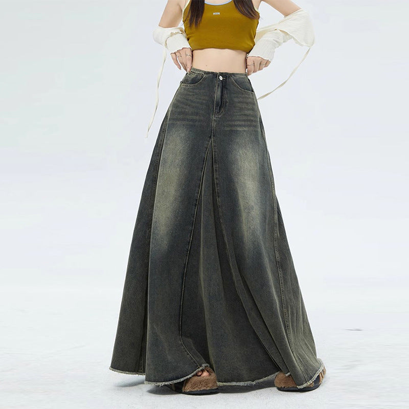 Vintage Denim A-Line Skirt