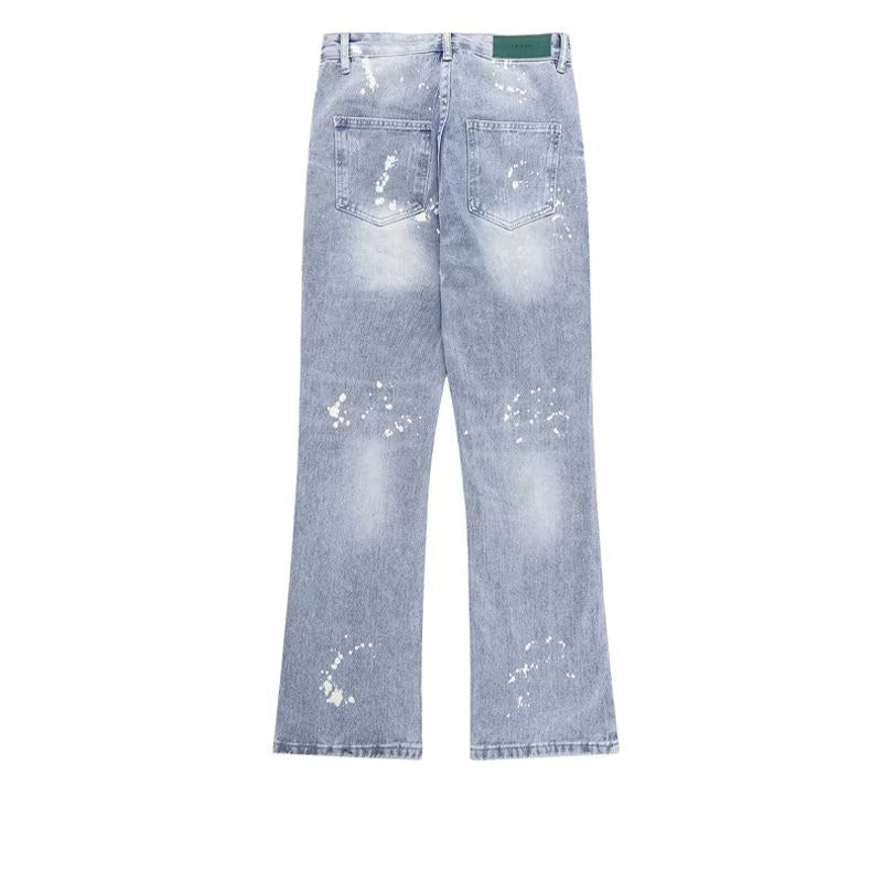 Heren casual trendy jeans met scheuren en verfspatten