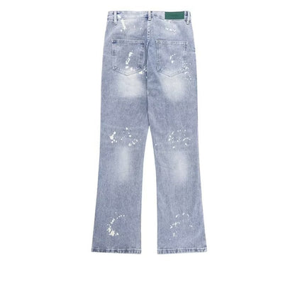 Heren casual trendy jeans met scheuren en verfspatten