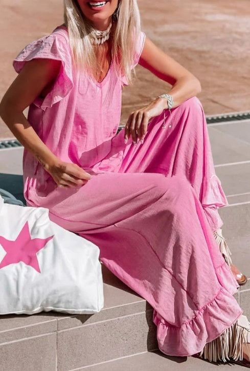 Losse Casual Jumpsuit Met Ruches