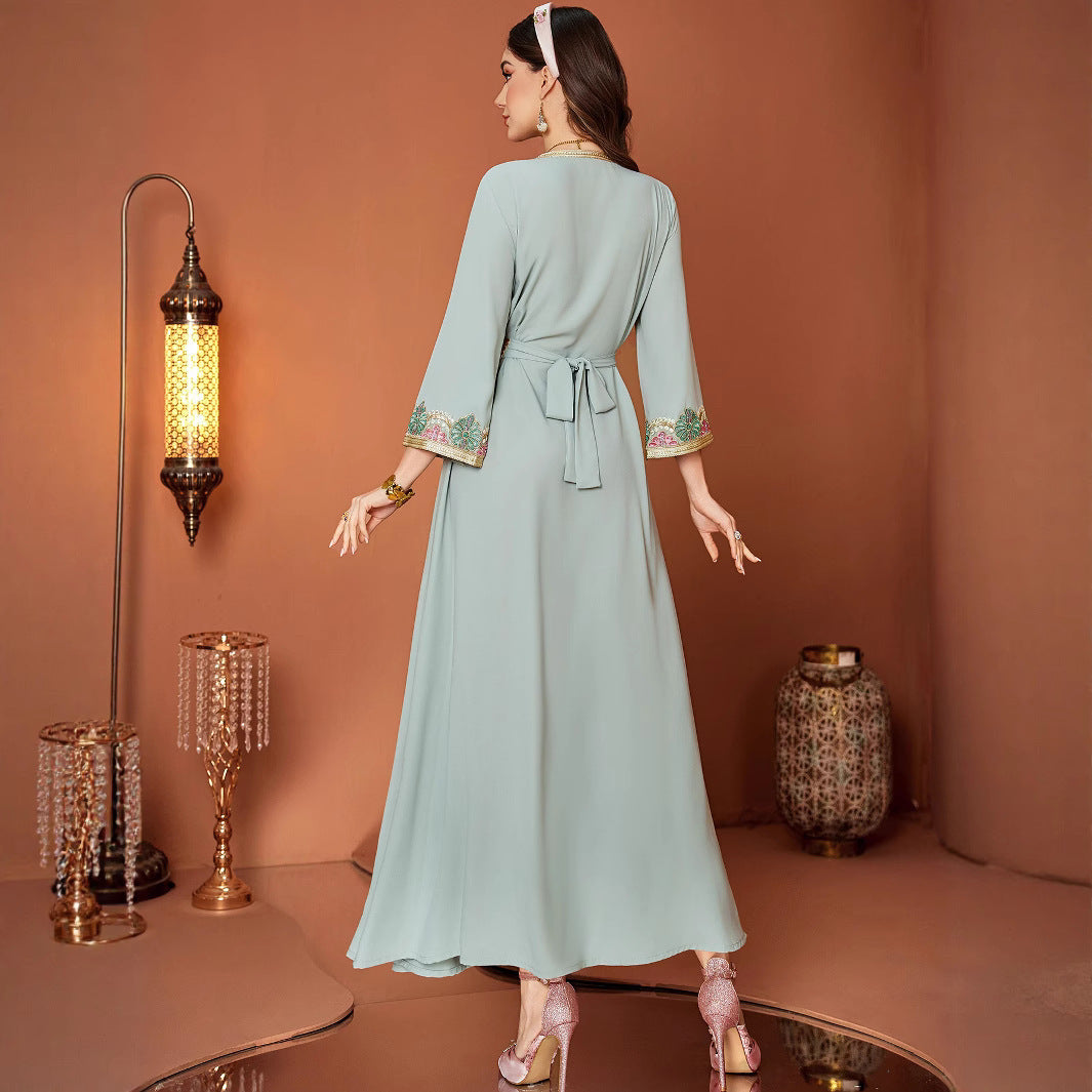 ZF4066 Patchwork Geborduurde Kant Maxi-jurk