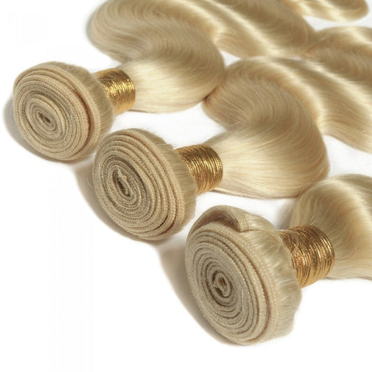 #613 Blonde Body Wave 3 Bundles With 13×6 Frontal | 100% Human Hair Extensions