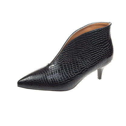 Women's Pointed Toe Patent Leather Short Boots