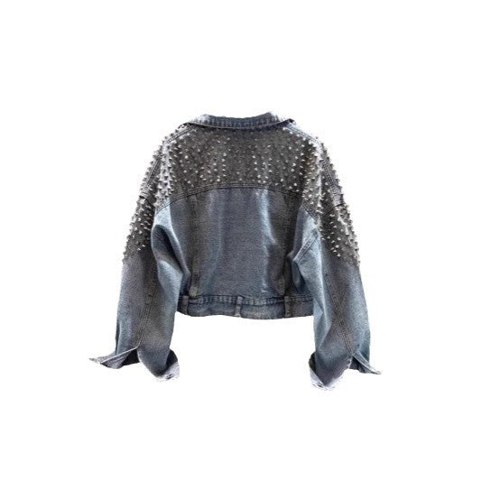 Batwing Sleeve Heavy Washed Denim Short Jacket for Women Fashion Trendy