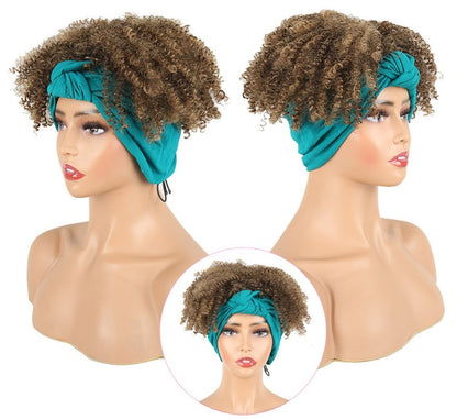 Synthetic fluffy short curly hair headband wig
