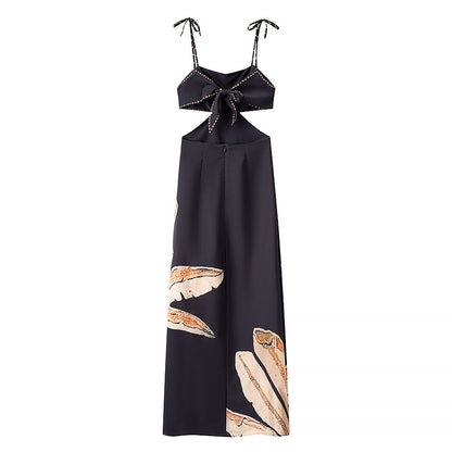 Elegant Waist-Cutout Backless Strap Dress
