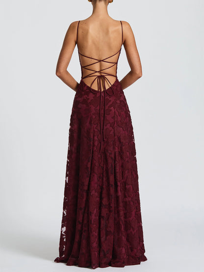 Elegant Suspender High Waist Long Dress