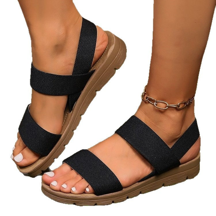 Elastic Fabric One-Strap Sandals