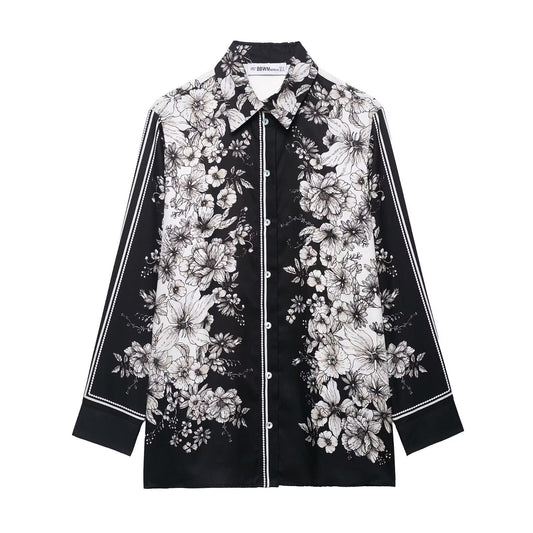 Women's Clothing Printed Long Shirt + Long Pants + Skirt Set