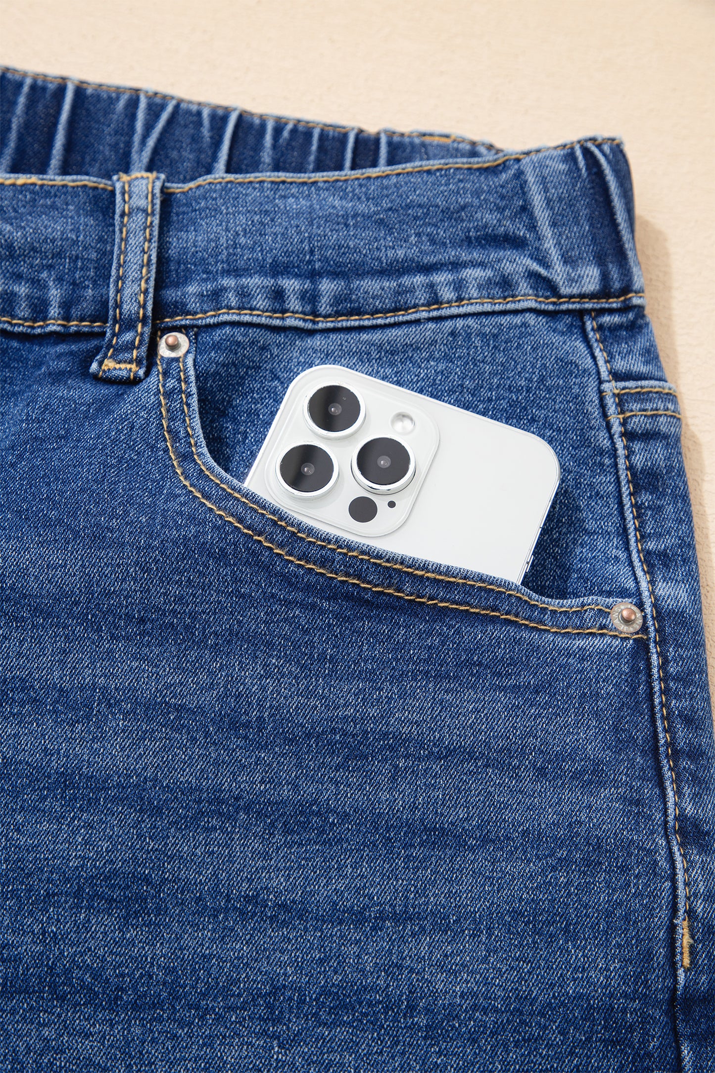 Jeans met acid wash-effect en vetersluiting plus size