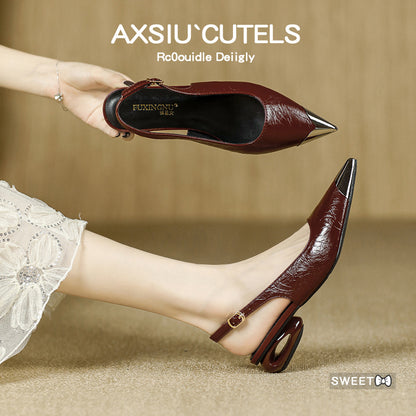 Chunky Heel High Heels for Women, Low-heeled backless sandals