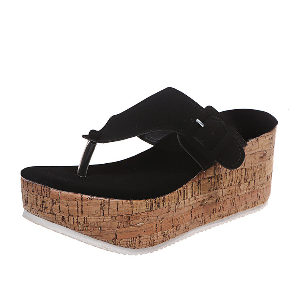 Summer New Large Size Herringbone Platform Women's Casual Platform Slippers