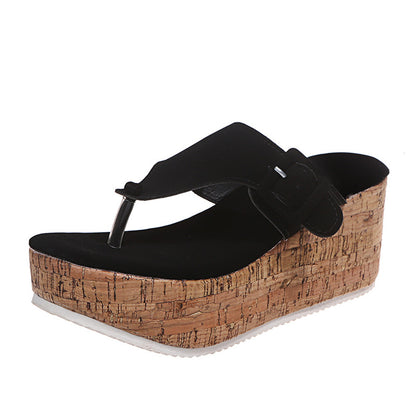 Summer New Large Size Herringbone Platform Women's Casual Platform Slippers