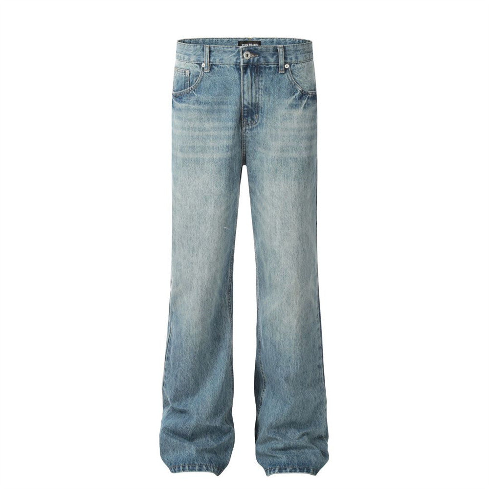 Washed denim pants