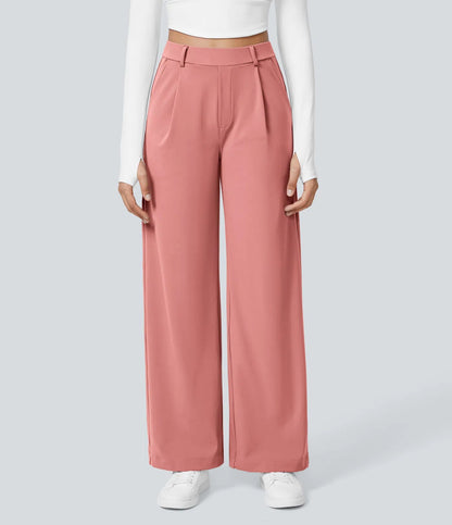 Women's High-Waist Straight-Leg Pocket Casual Outdoor Trousers