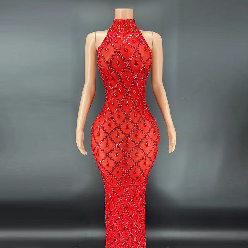 Rhinestone Silver Dress Plus Size