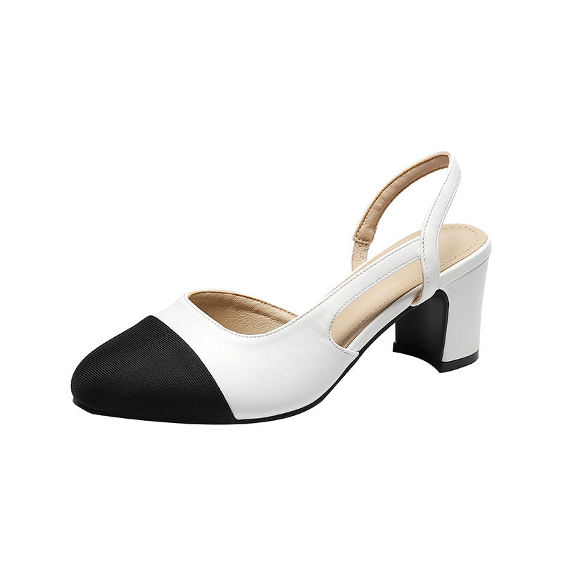 Womens Soft Leather Color Block Sandals with Square Toe