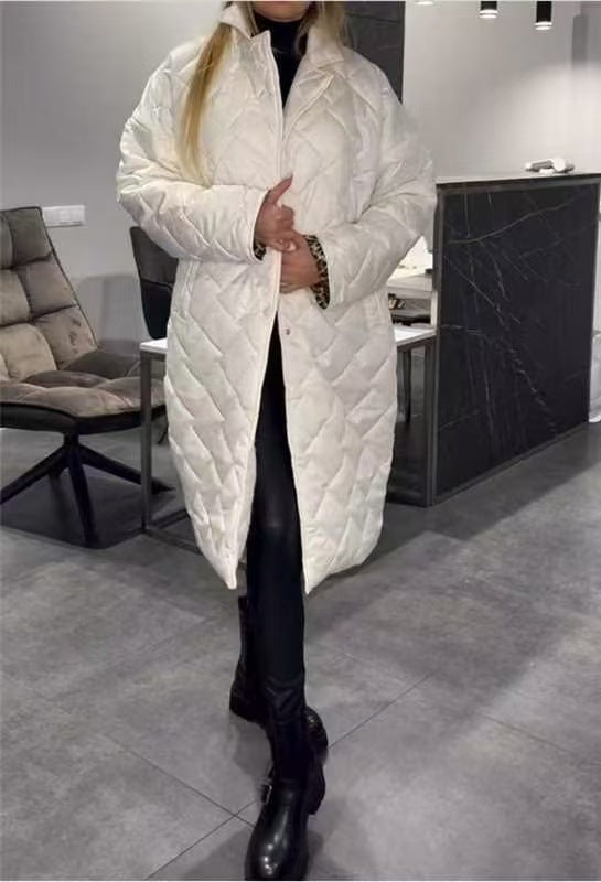 Winter pufferjas met ruitvormig stiksels