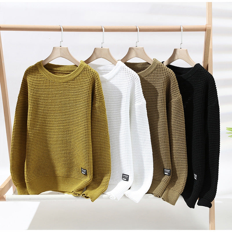 Men's Vintage Chunky Knit Pullover Round Neck Sweater