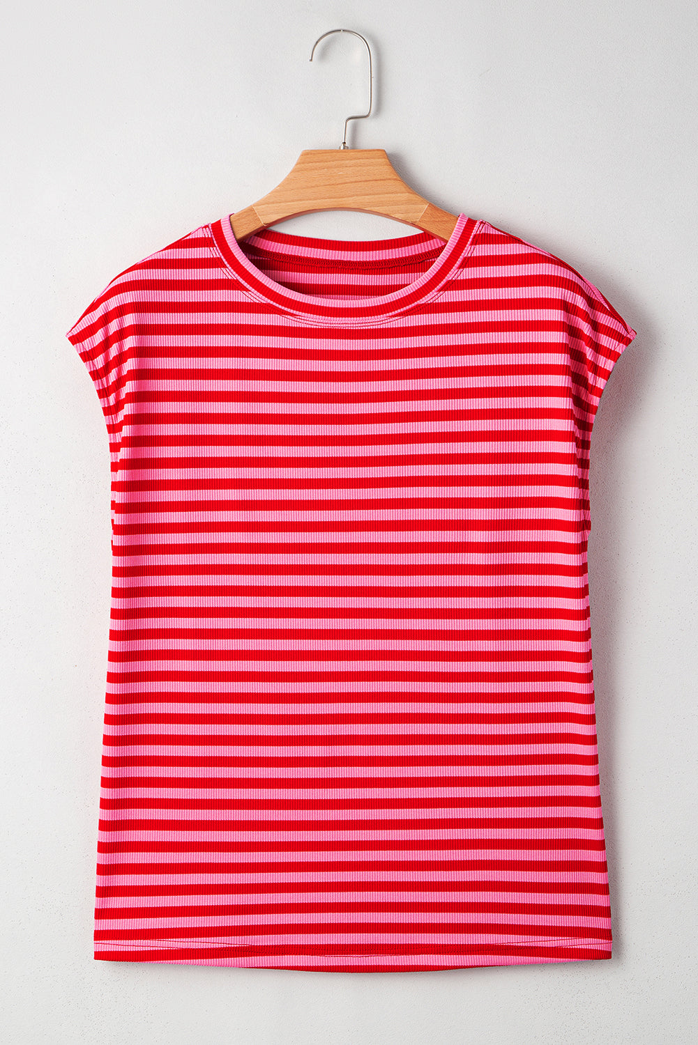 Gestreepte T-shirt met ribboord korte mouwen en ronde hals