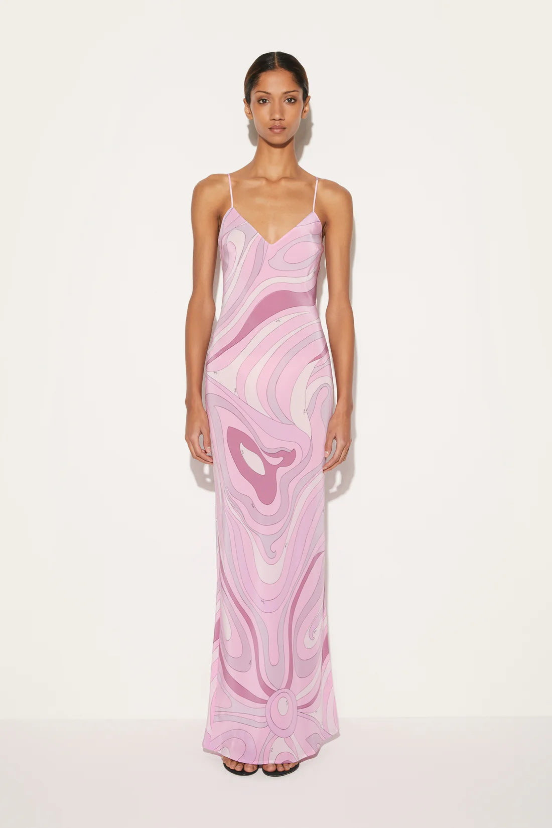 Elegant Satin Printed Sexy Strapless Slit Dress