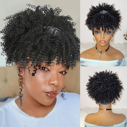 Women's Curly Headband Wig with Bangs