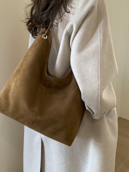 Retro Frosted Suede Womens Shoulder Tote Bag