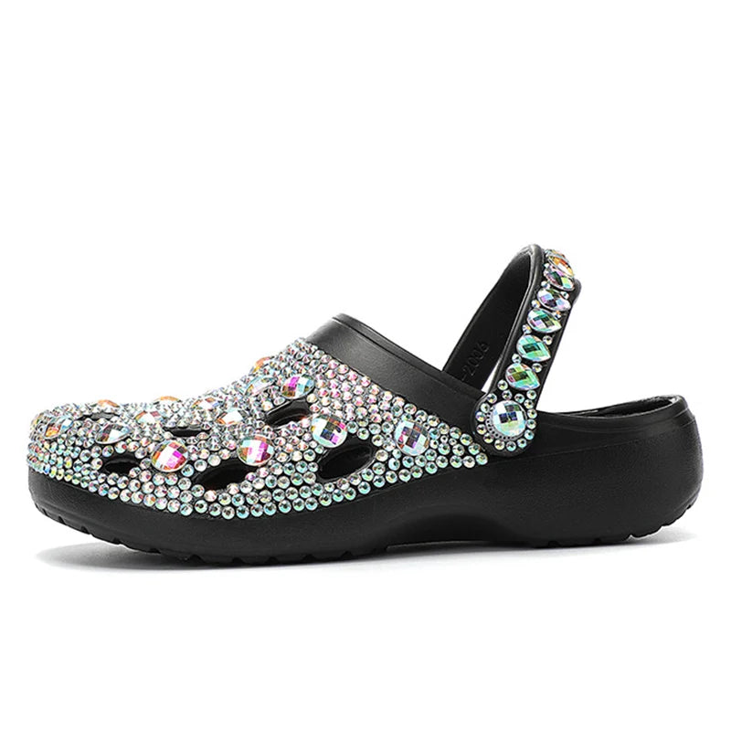 Luxe Europese handgemaakte zomerslippers voor dames versierd met strasssteentjes