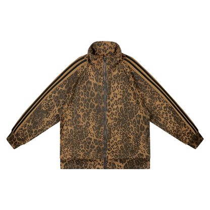Unisex jack met luipaardprint losvallend model met hoge kraag