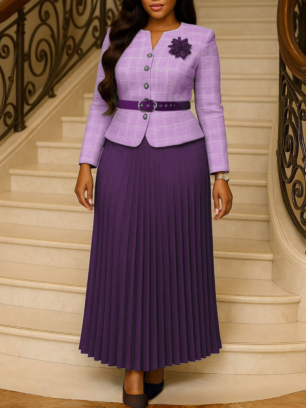 Elegant Women's Jacket and Skirt Suit Set
