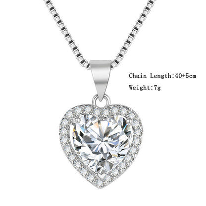 Witte moissanite hart hanger ketting