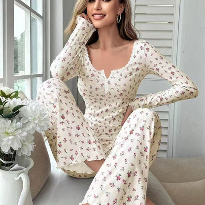 Floral Print Long Sleeve Pajama Set