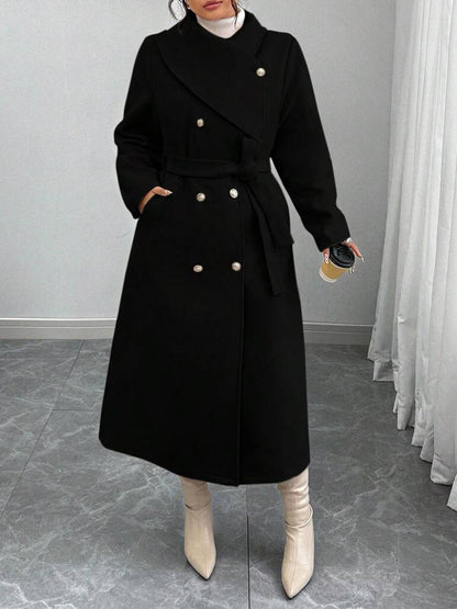 Women's Double-Breasted Wool Blend Coat